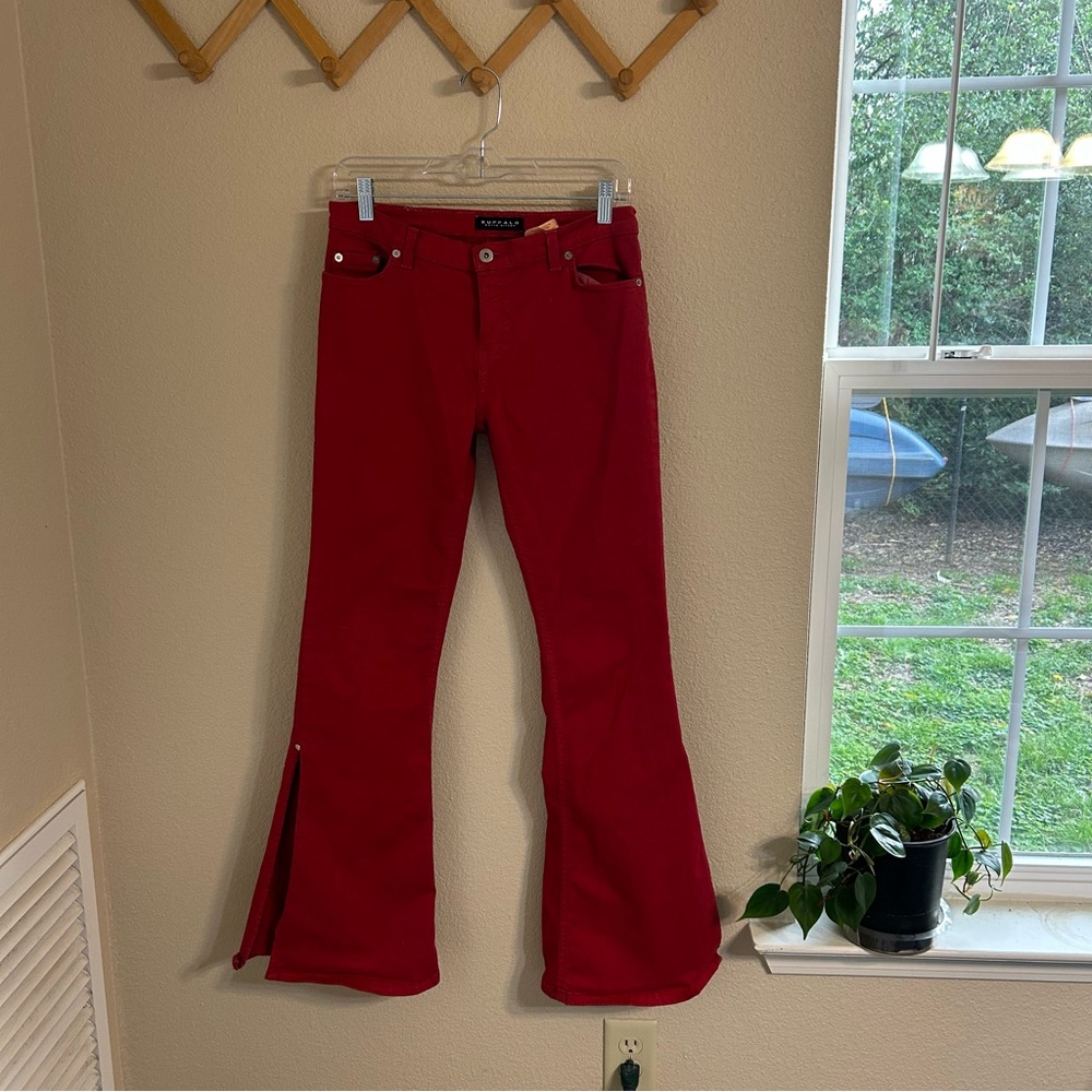 David Bitton Red Flare Low Rise Jeans 29 Women's Festival Concert Bell bottom B5